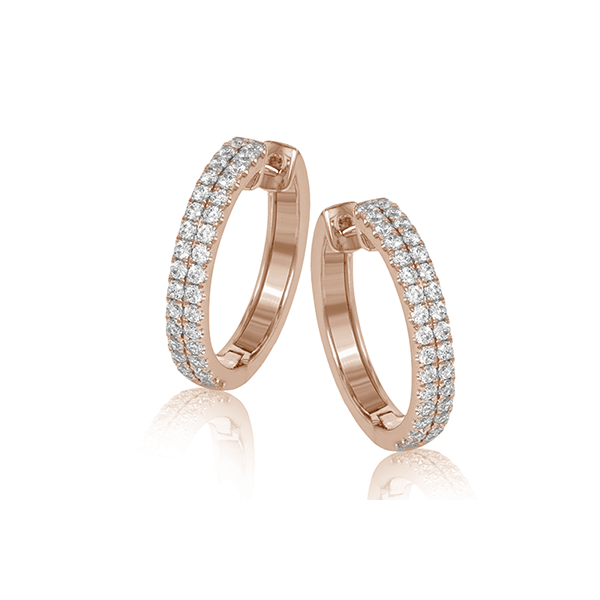 18k Rose Gold Diamond Hoop Earrings James & Williams Jewelers Berwyn, IL
