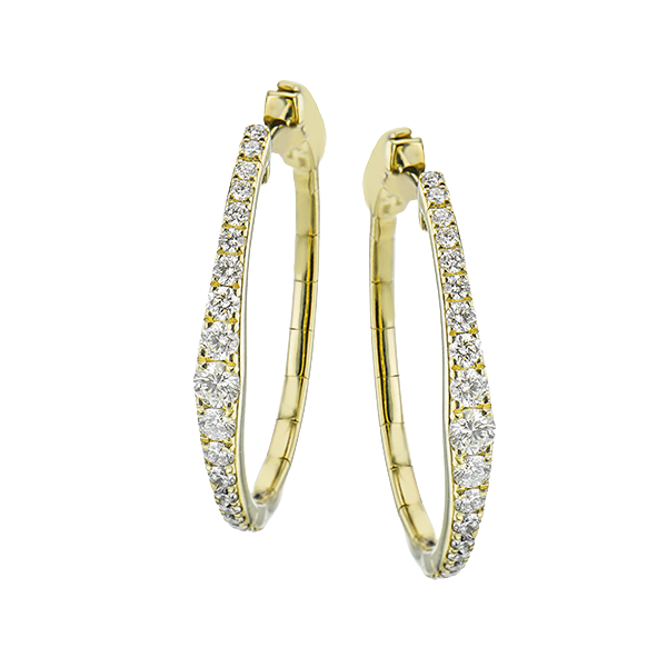 18k Yellow Gold Diamond Hoop Earrings D. Geller & Son Jewelers Atlanta, GA
