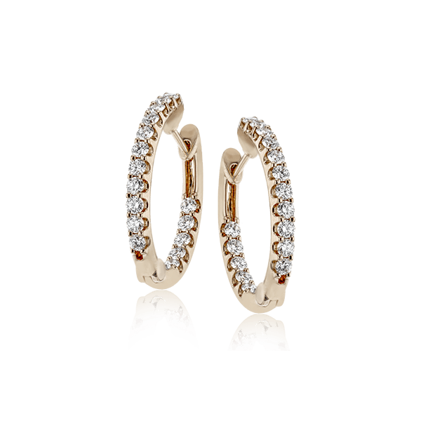18k Rose Gold Diamond Hoop Earrings Dondero's Jewelry Vineland, NJ
