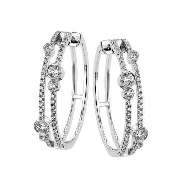 18k White Gold Diamond Hoop Earrings Bell Jewelers Murfreesboro, TN