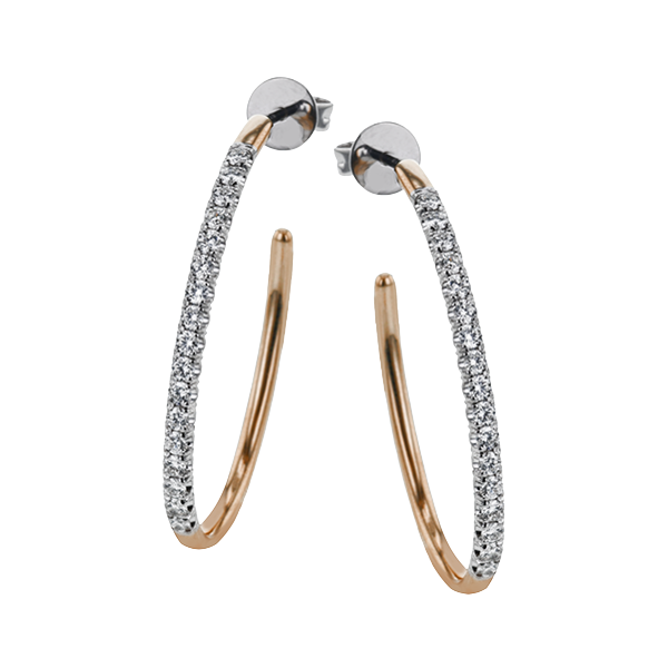 18k White & Rose Gold Diamond Hoop Earrings James & Williams Jewelers Berwyn, IL