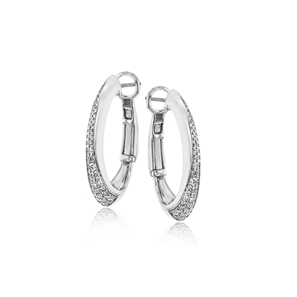 18k White Gold Diamond Hoop Earrings Saxons Fine Jewelers Bend, OR