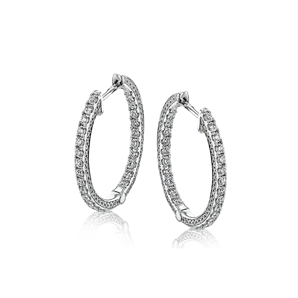 18k White Gold Diamond Hoop Earrings Biondi Diamond Jewelers Aurora, CO