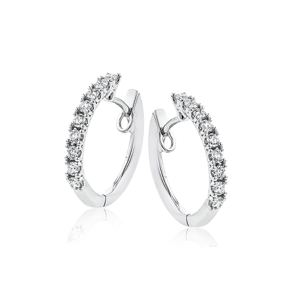18k White Gold Diamond Hoop Earrings James & Williams Jewelers Berwyn, IL