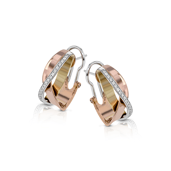 18k Tri-color Gold Diamond Earrings Biondi Diamond Jewelers Aurora, CO