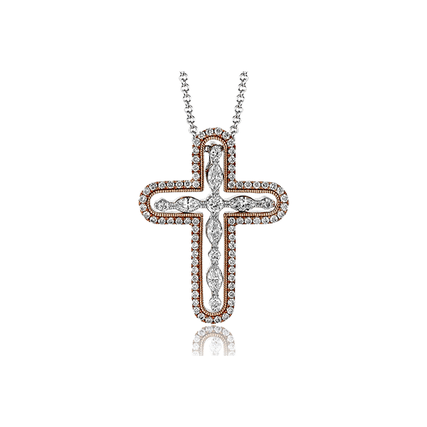 18k White & Rose Gold Diamond Cross James & Williams Jewelers Berwyn, IL