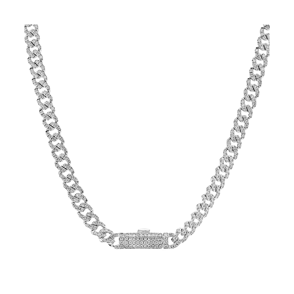 Diamond Encrusted Lock Necklace 14K White Gold