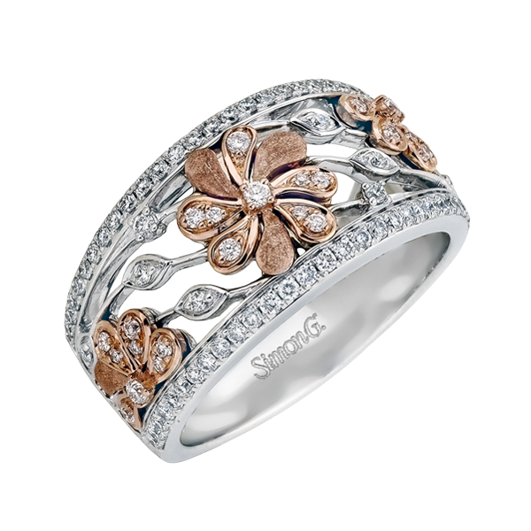 Simon G 18k White Rose Gold Diamond Fashion Ring Almassian