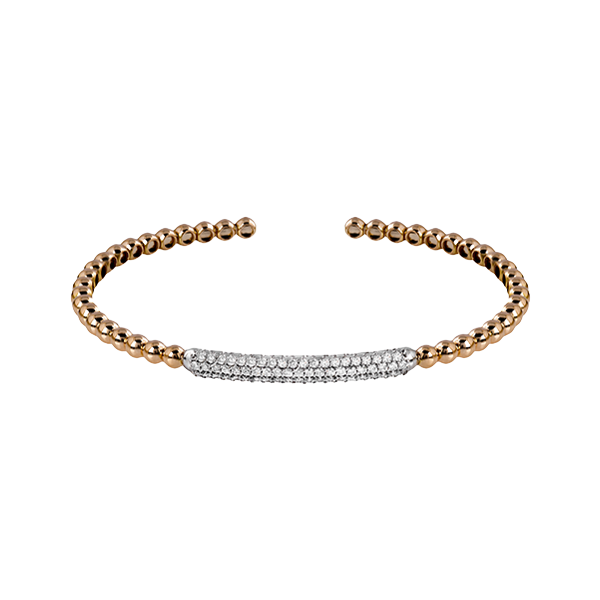 Simon G. 18K Two-Tone Gold Vintage Style Hinged Flower Bangle Bracelet - 18K White and Rose Gold-0.82 Diamonds/0.10 Pink Diamonds