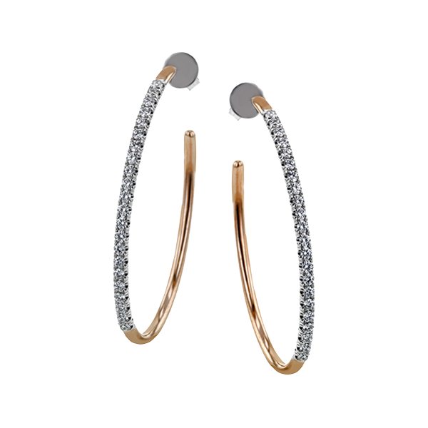 18k White & Rose Gold Diamond Hoop Earrings Jim Bartlett Fine Jewelry Longview, TX