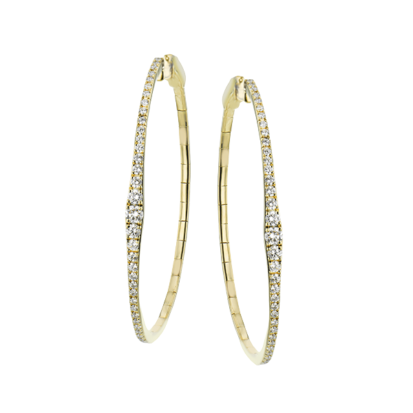18k Yellow Gold Diamond Hoop Earrings Quenan's Fine Jewelers Georgetown, TX