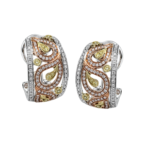18k Tri-color Gold Diamond Earrings Diamonds Direct St. Petersburg, FL