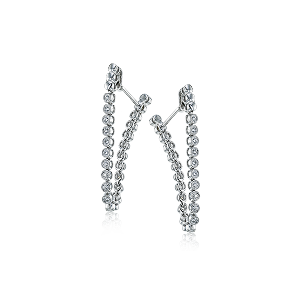 18k White Gold Diamond Hoop Earrings D. Geller & Son Jewelers Atlanta, GA