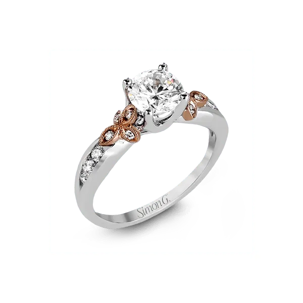 White gold engagement ring with rose gold accents on sale