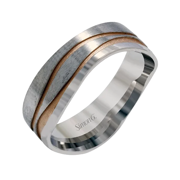 Mens white gold and rose gold store wedding band