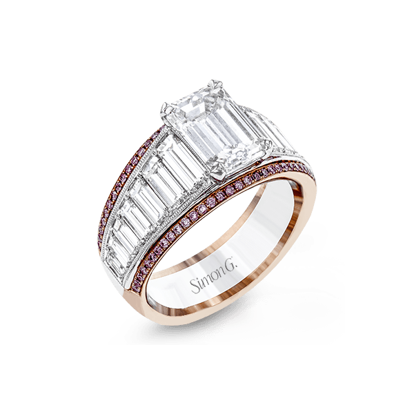 The Twisted Floral Round Brilliant Engagement Ring | Pavé Band | White Gold - Foto 7