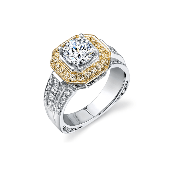 18k Two-tone Gold Semi-mount Engagement Ring Quenan's Fine Jewelers Georgetown, TX
