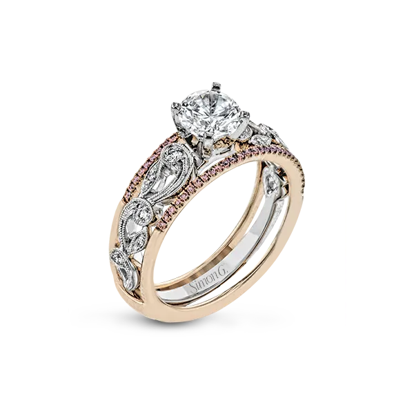 18k White Rose Gold Wedding Set