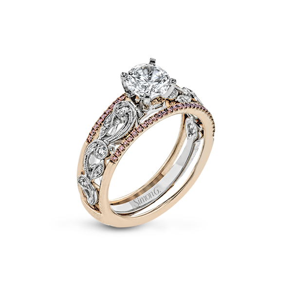 18k White Rose Gold Wedding Set TR733_WHITE-ROSE_18K_Set