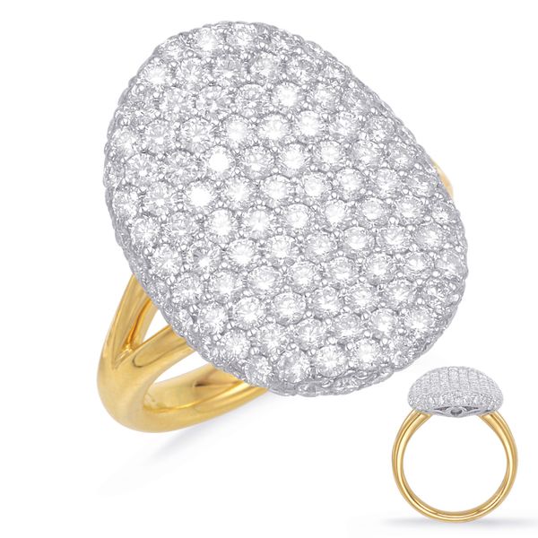 Yellow & White Gold Diamond Pave Ring Raleigh Diamond Fine Jewelry Raleigh, NC