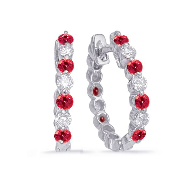 White Gold Oval Ruby & Diamond Earring Jimmy Smith Jewelers Decatur, AL