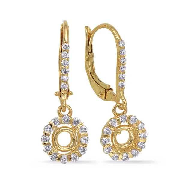 Turquoise Crown Earring 14K Yellow Gold