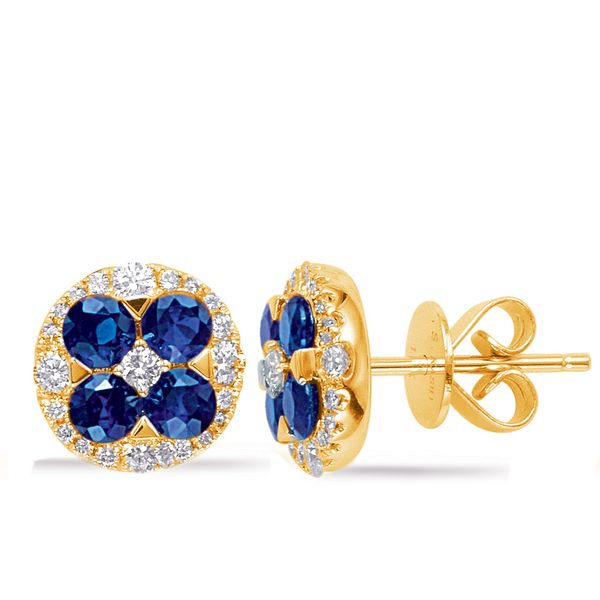 Yellow Gold Sapphire & Diamond Earrings Ask Design Jewelers Olean, NY