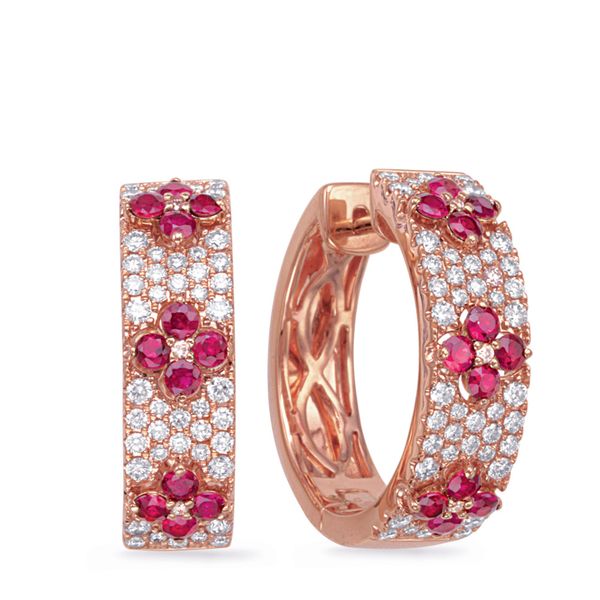 Rose Gold Diamond & Ruby Earring Vincent Anthony Jewelers Tulsa, OK