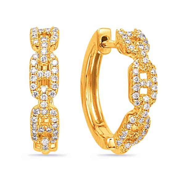 Yellow Gold Diamond Earring Peran & Scannell Jewelers Houston, TX