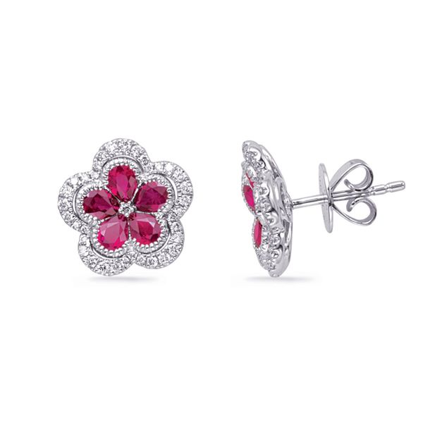 White Gold Diamond & Ruby Earring Molinelli's Jewelers Pocatello, ID