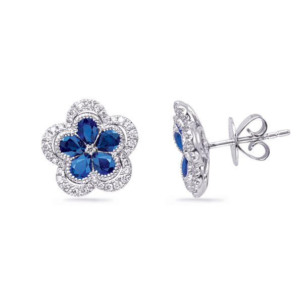 White Gold Diamond & Sapphire Earring Moseley Diamond Showcase Inc Columbia, SC