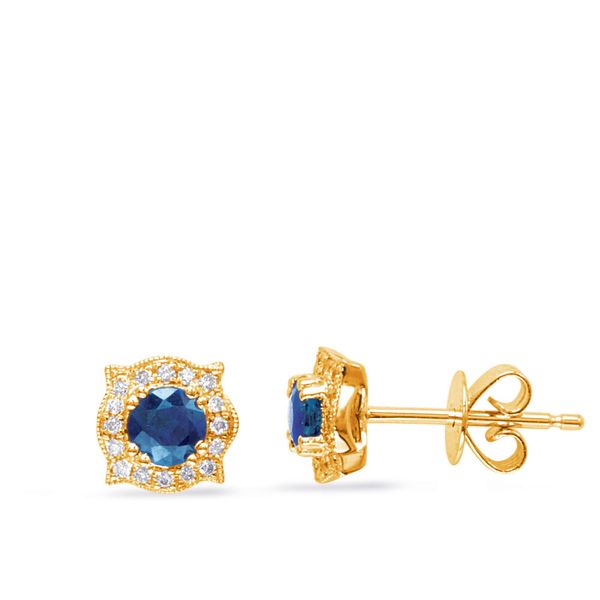 Yellow Gold Diamond & Sapphire Earring Vincent Anthony Jewelers Tulsa, OK