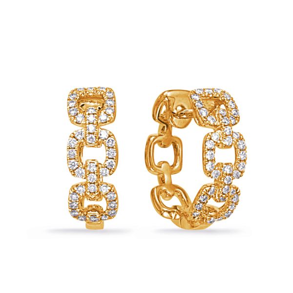 Yellow Gold Diamond Earring Peran & Scannell Jewelers Houston, TX