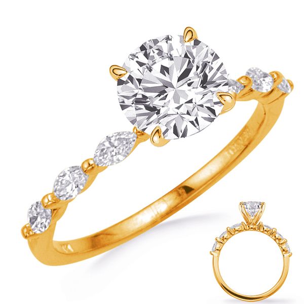 Yellow Gold Marquise Engagement Ring Peran & Scannell Jewelers Houston, TX