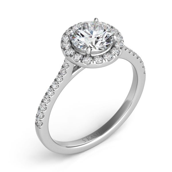 Platinum Halo Engagement Ring Raleigh Diamond Fine Jewelry Raleigh, NC