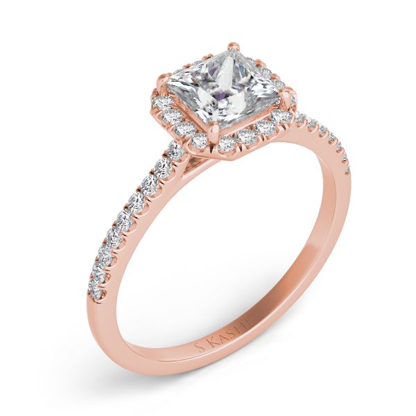 Rose Gold Halo Engagement Ring Jimmy Smith Jewelers Decatur, AL