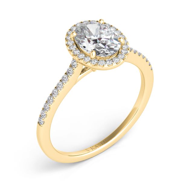  Yellow Gold Halo Engagement Ring Trinity Diamonds Inc. Tucson, AZ