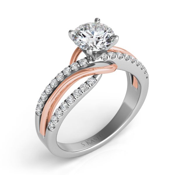 Rose & White Gold Engagement Ring Peran & Scannell Jewelers Houston, TX