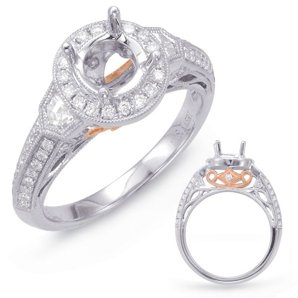White & Rose Gold Halo Engagement Ring Moseley Diamond Showcase Inc Columbia, SC