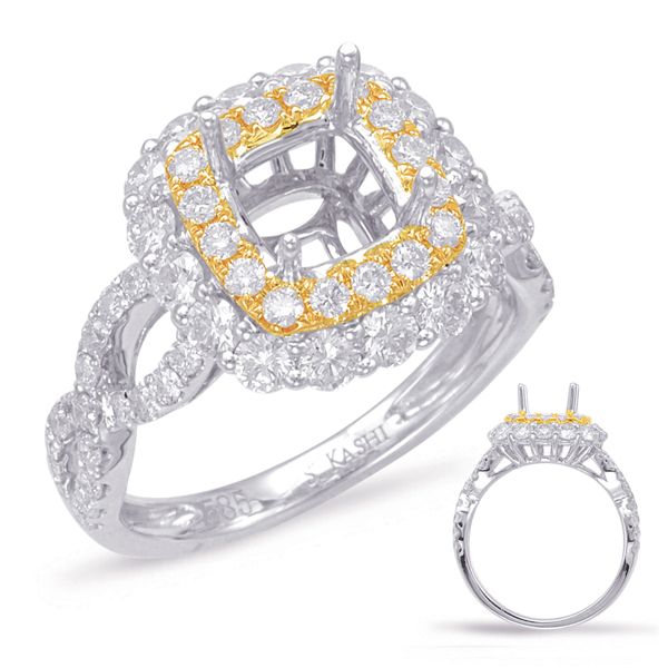 Yellow & White Gold Halo Engagement Ring Moseley Diamond Showcase Inc Columbia, SC