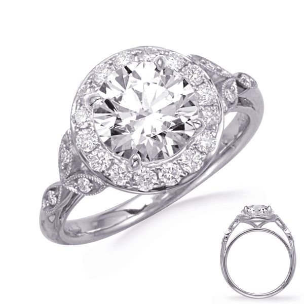 White Gold Halo Engagement Ring Raleigh Diamond Fine Jewelry Raleigh, NC