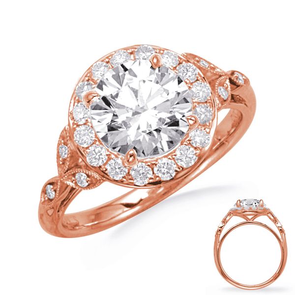 Rose Gold Halo Engagement Ring Godwin Jewelers, Inc. Bainbridge, GA
