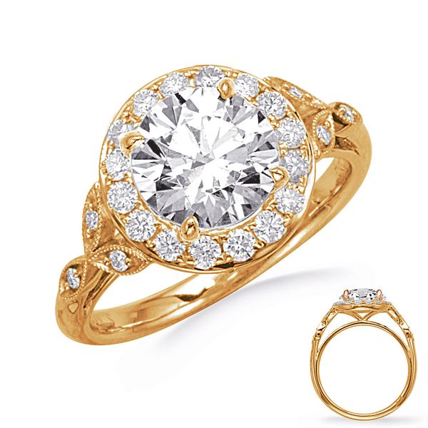 Yellow Gold Halo Engagement Ring Adler's Diamonds Saint Louis, MO