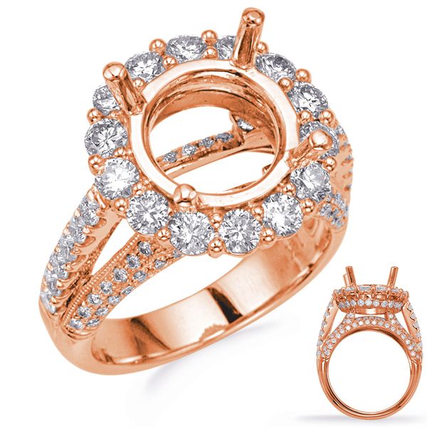 Rose Golld Halo Engagement Ring Cowardin's Jewelers Richmond, VA