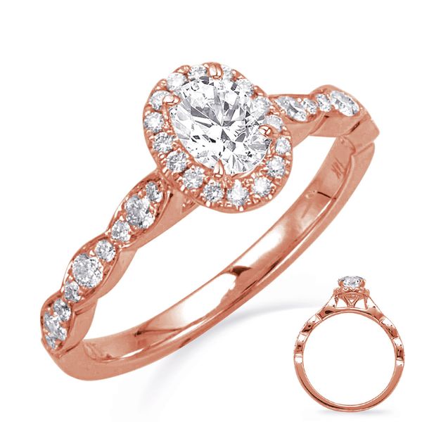 Rose Gold Oval Halo Engagement Ring Trinity Diamonds Inc. Tucson, AZ