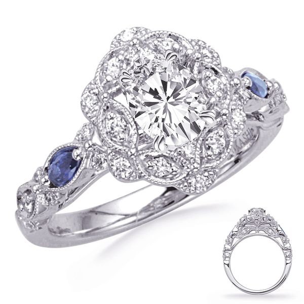 White Gold Sapphire & Diamond Eng Ring Raleigh Diamond Fine Jewelry Raleigh, NC