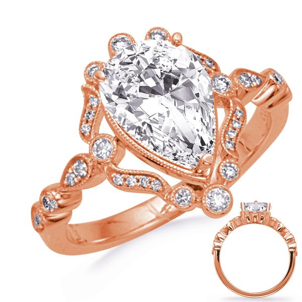 Rose Gold Halo Engagement Ring Raleigh Diamond Fine Jewelry Raleigh, NC