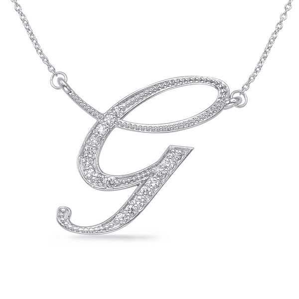 White Gold Diamond Initial G Pendant Jewel Smiths Oklahoma City, OK