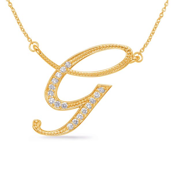 Yellow Gold Diamond Initial G Pendant Jewel Smiths Oklahoma City, OK