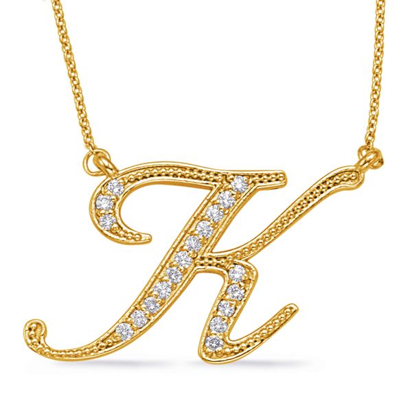 Yellow Gold Diamond Initial K Pendant Moseley Diamond Showcase Inc Columbia, SC